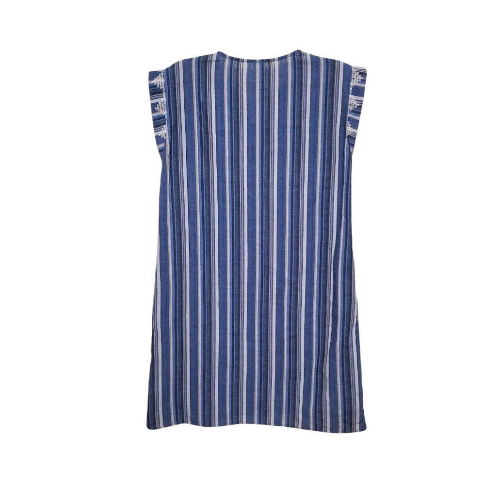 Embroidered Cotton Stripe Shift Dress Boho  Prep - Picture 6 of 6